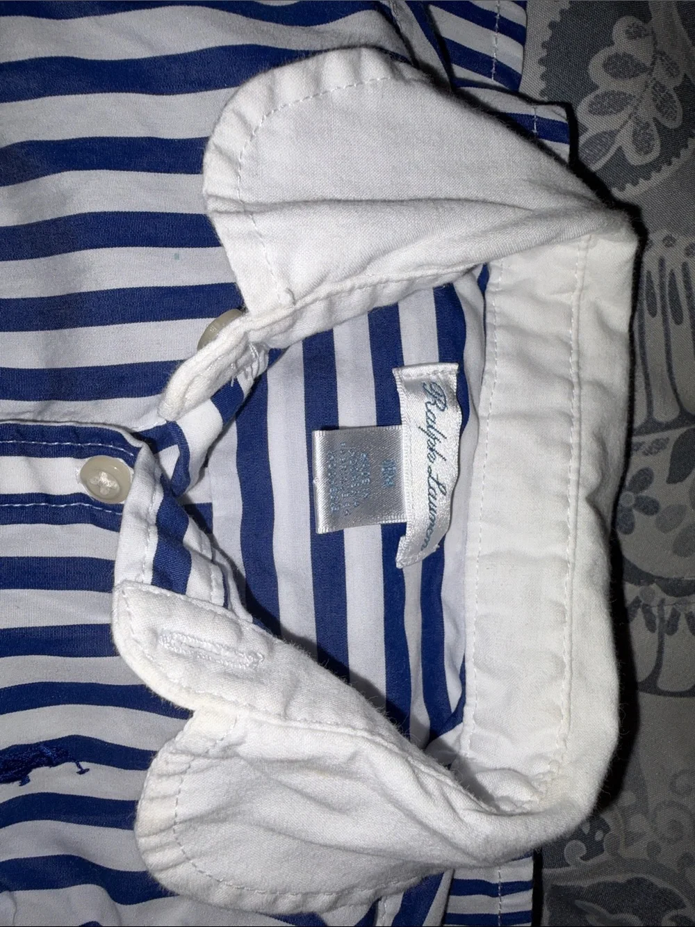 Ralph Lauren Blue & White Striped Shirt Dress with Yellow Accent Belt